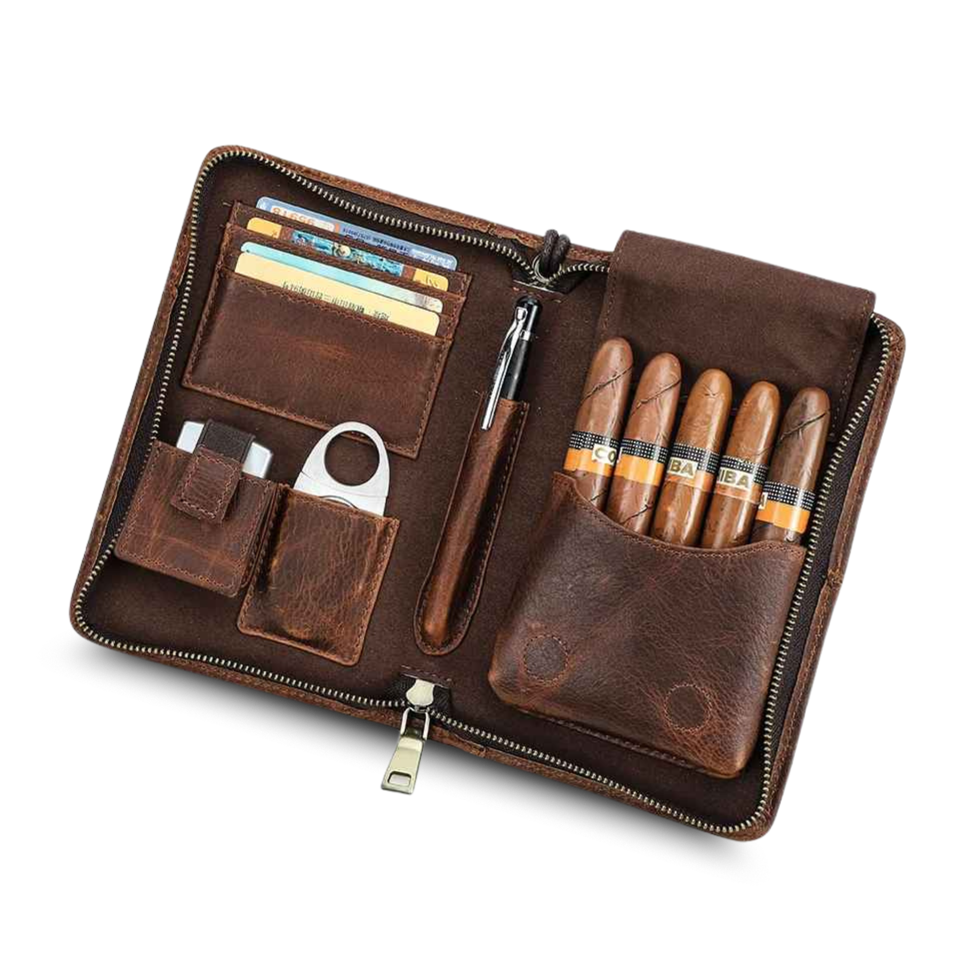 THE TIMBERLINE – 5-SLOT  FULL GRAIN LEATHER CIGAR CASE
