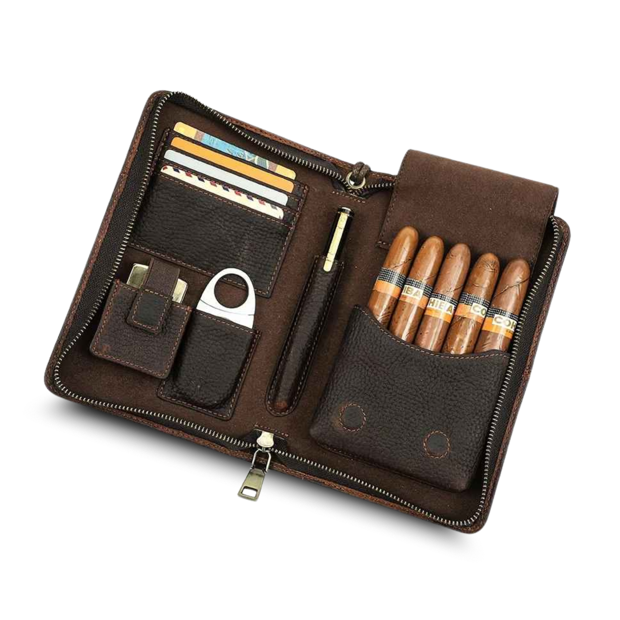 THE TIMBERLINE – 5-SLOT  FULL GRAIN LEATHER CIGAR CASE