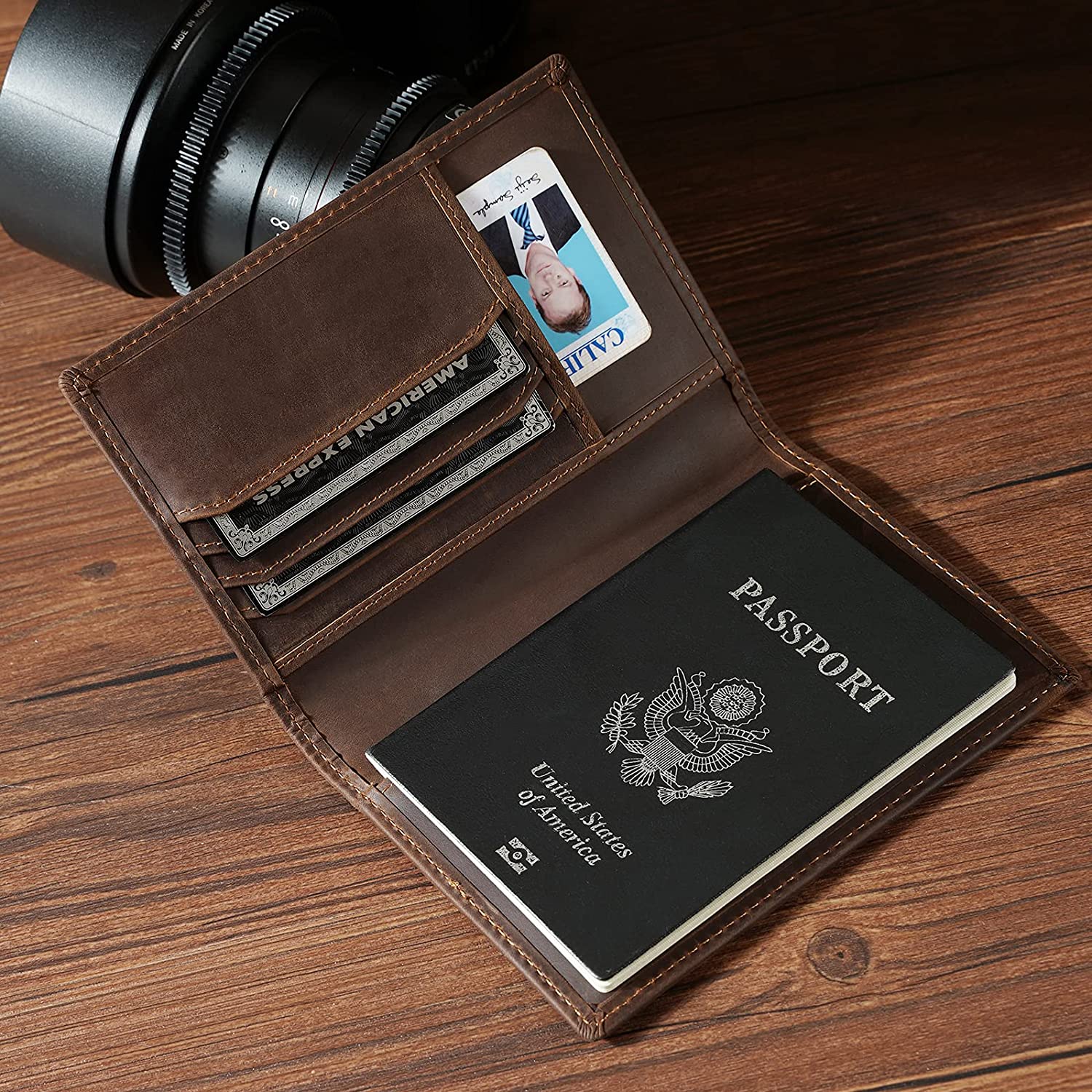 Full Grain Leather Passport Holder – RFID Blocking Travel Wallet