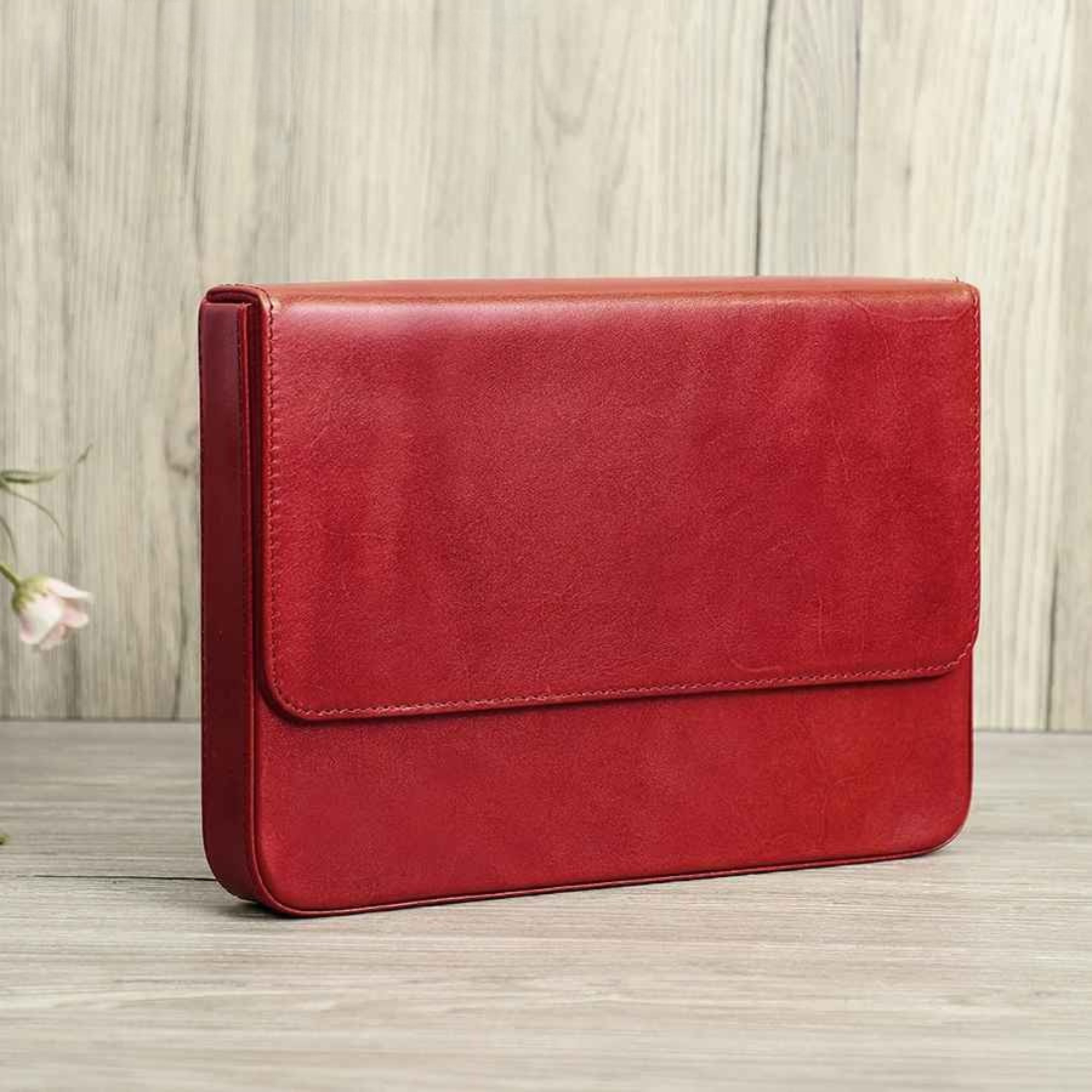 THE BIRCH – 12-SLOT GENUINE VEGETABLE LEATHER PEN BOX