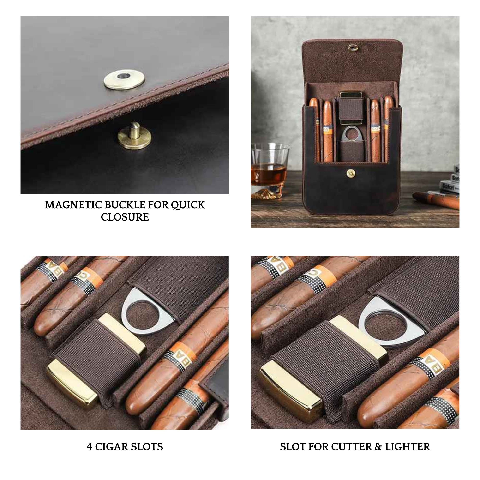 THE ECHO – 4-SLOT COWHIDE LEATHER CIGAR CASE