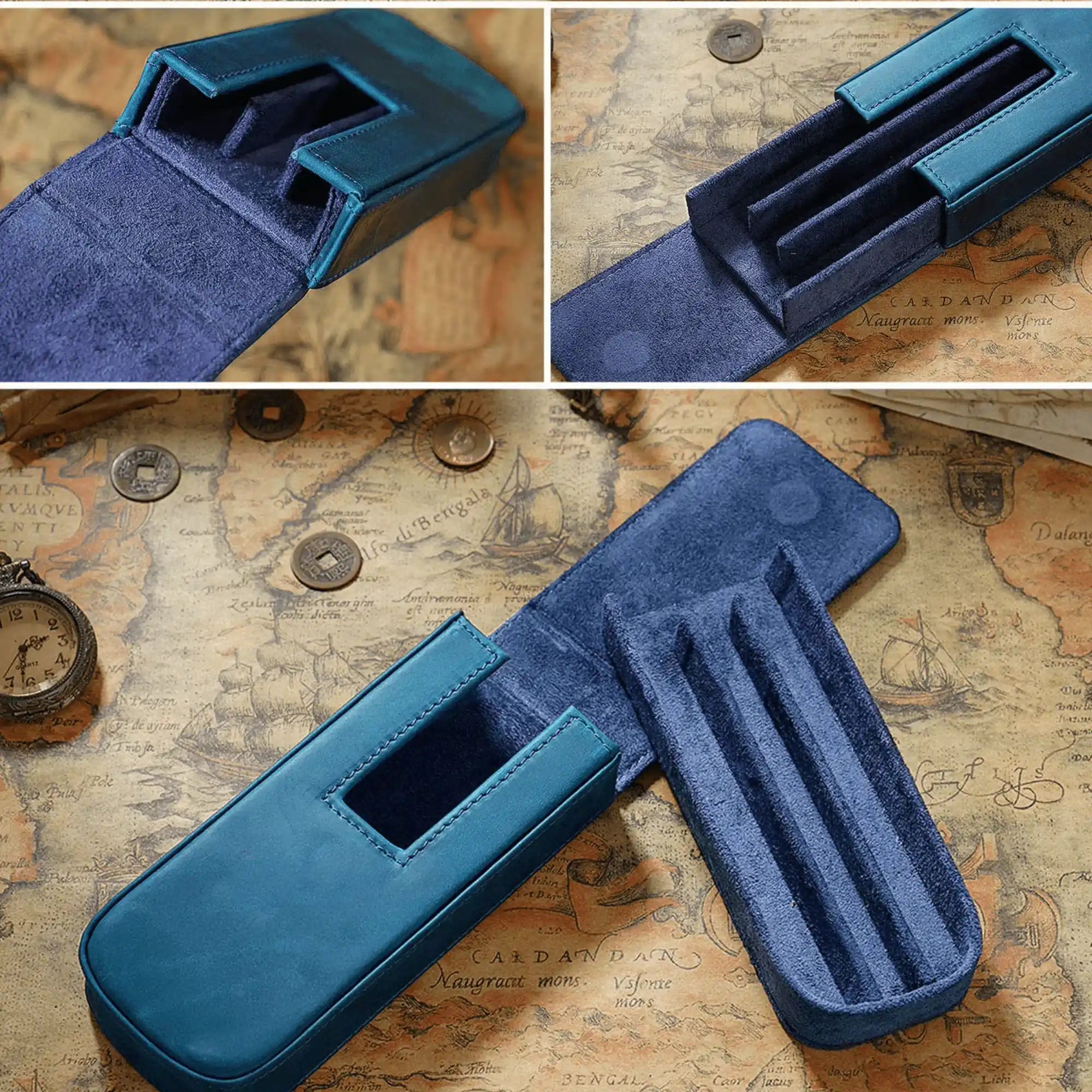 Leather 3-Slot Pen Case