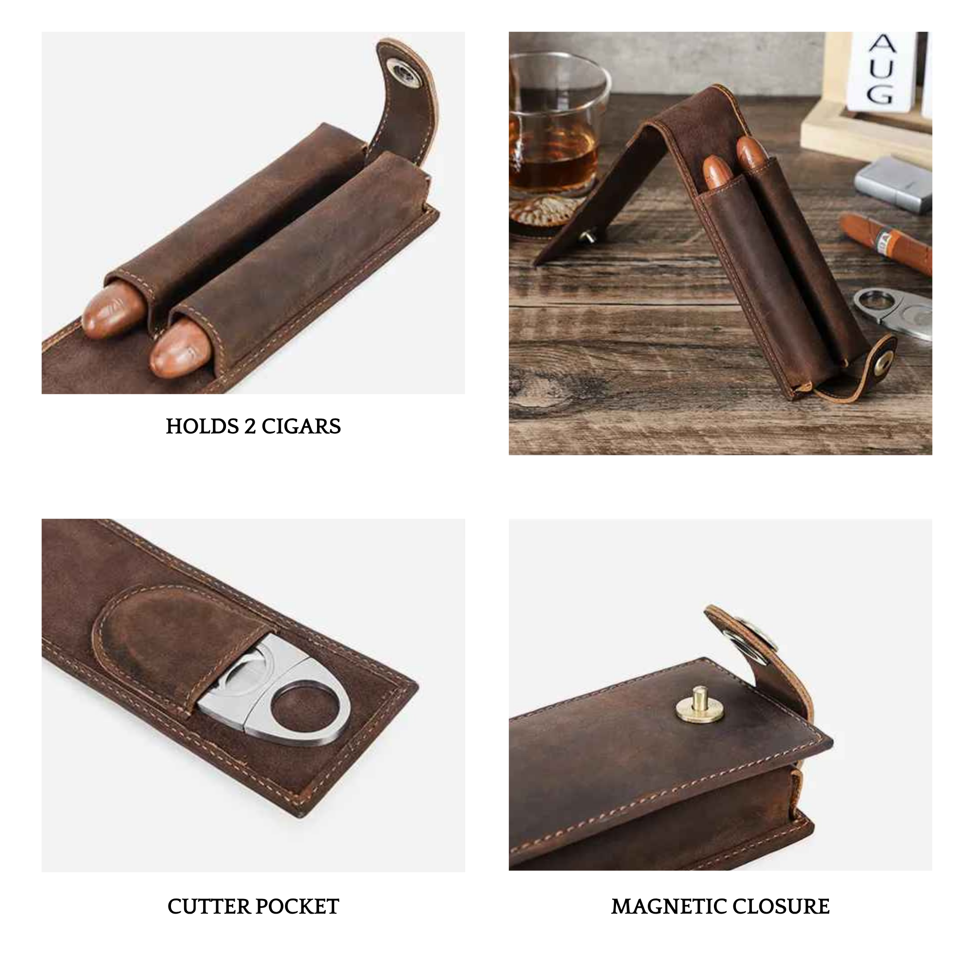 THE SEAFARER – 2-SLOT GENUINE LEATHER CIGAR CASE