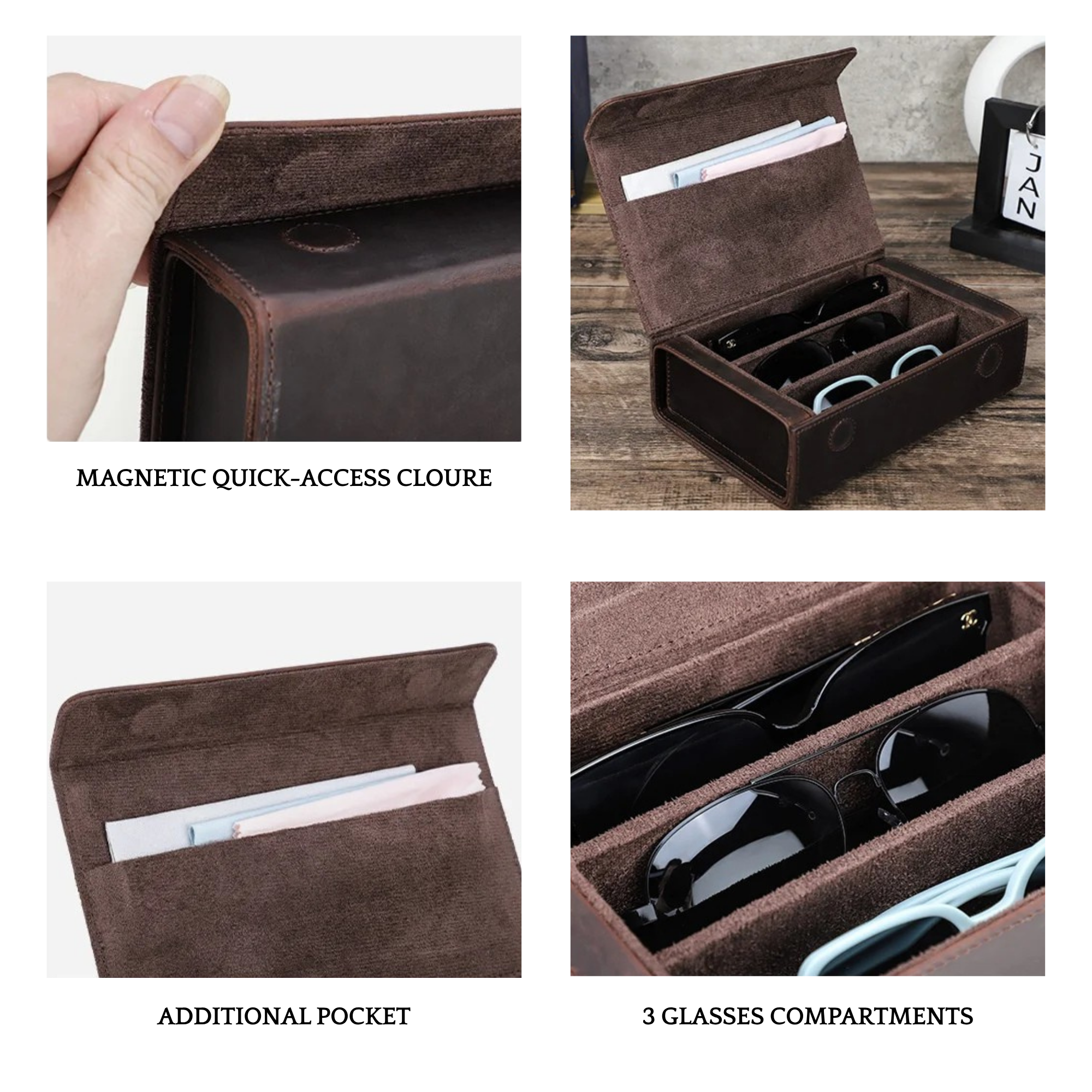 THE DUSTY ROAD – 3-SLOT FULL GRAIN LEATHER EYEWEAR ORGANISER