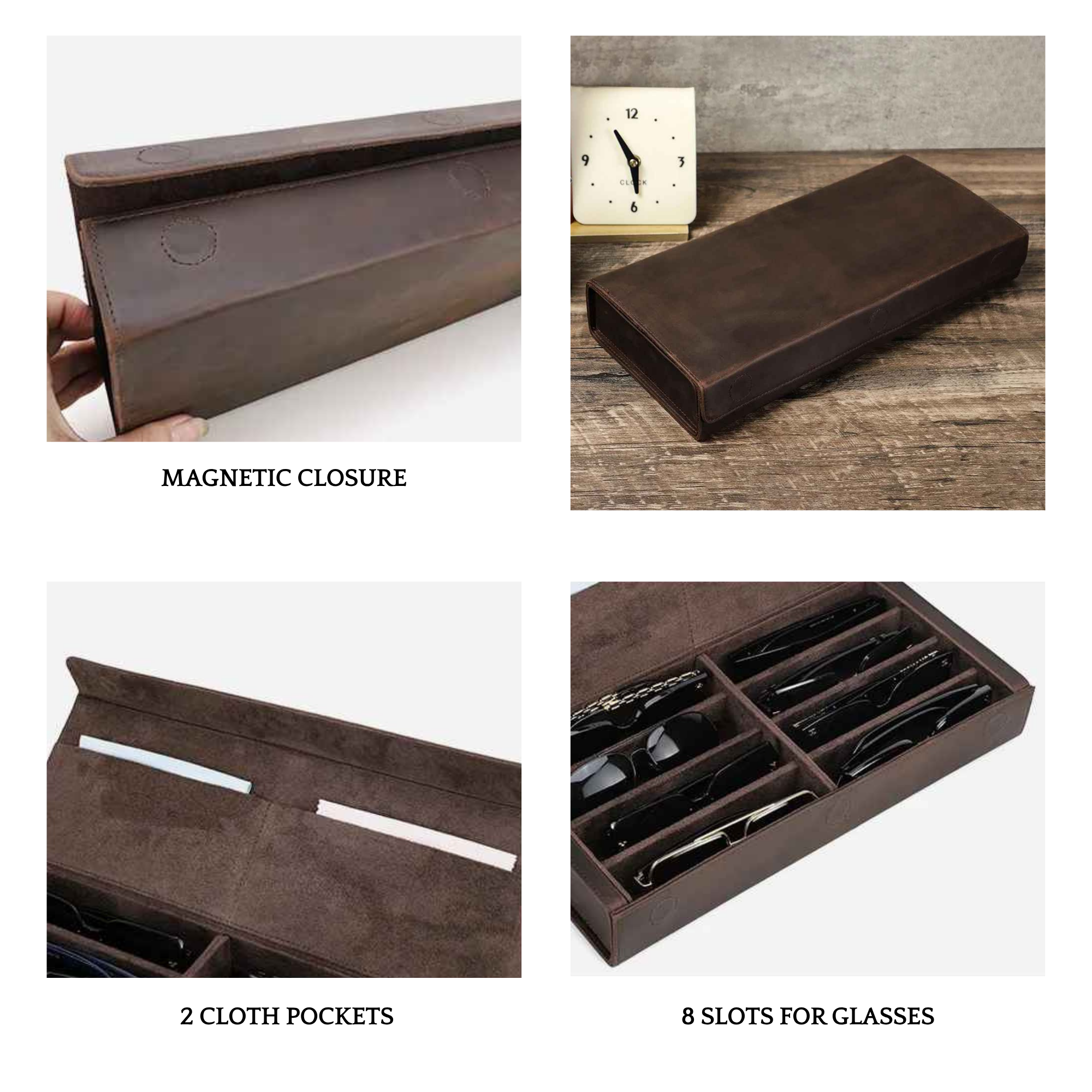 THE CROSSWIND – 8-SLOT FULL GRAIN LEATHER EYEWEAR ORGANISER