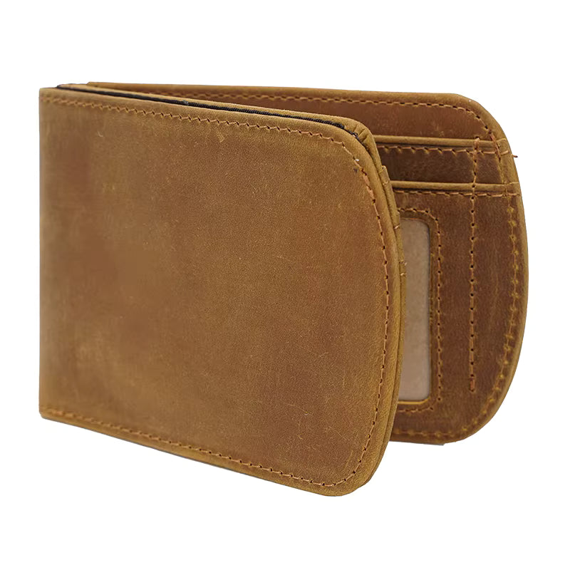 Slim Vintage Leather Bifold Wallet with RFID Protection