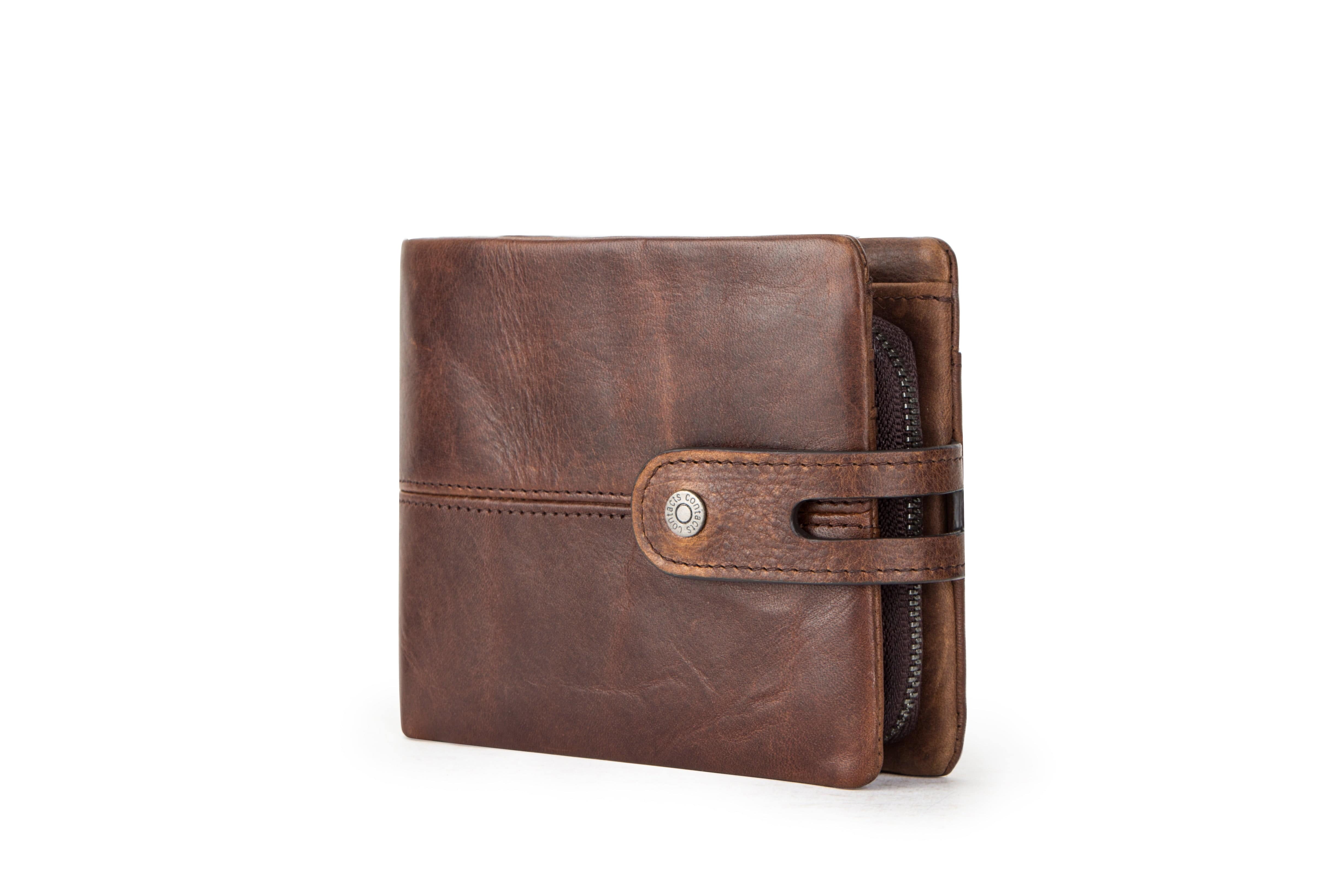 Vintage Leather Bifold Wallet with RFID and Coin Pocket