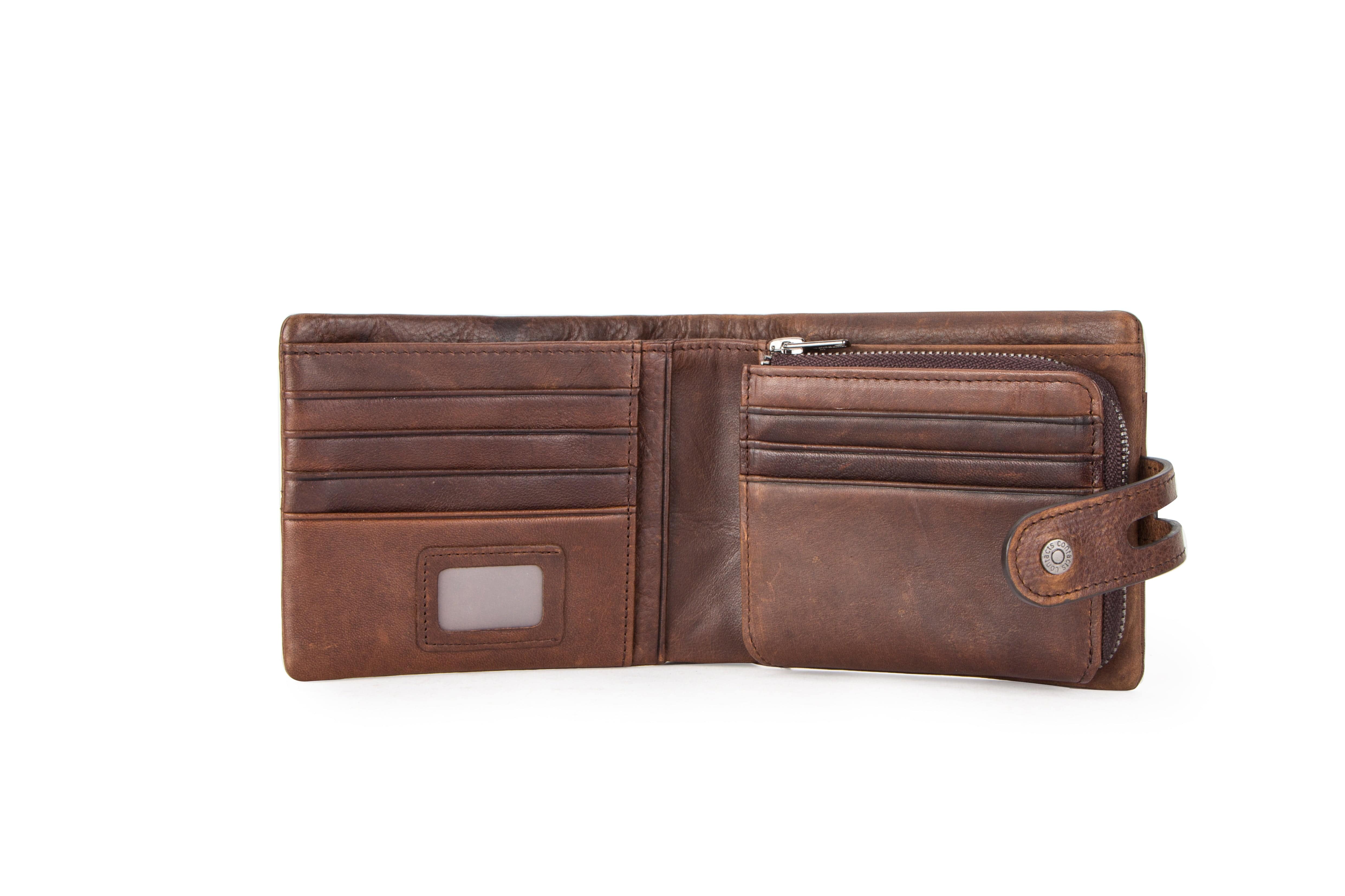 Vintage Leather Bifold Wallet with RFID and Coin Pocket