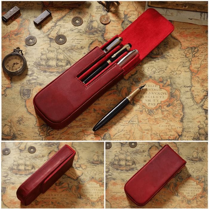 Leather 3-Slot Pen Case