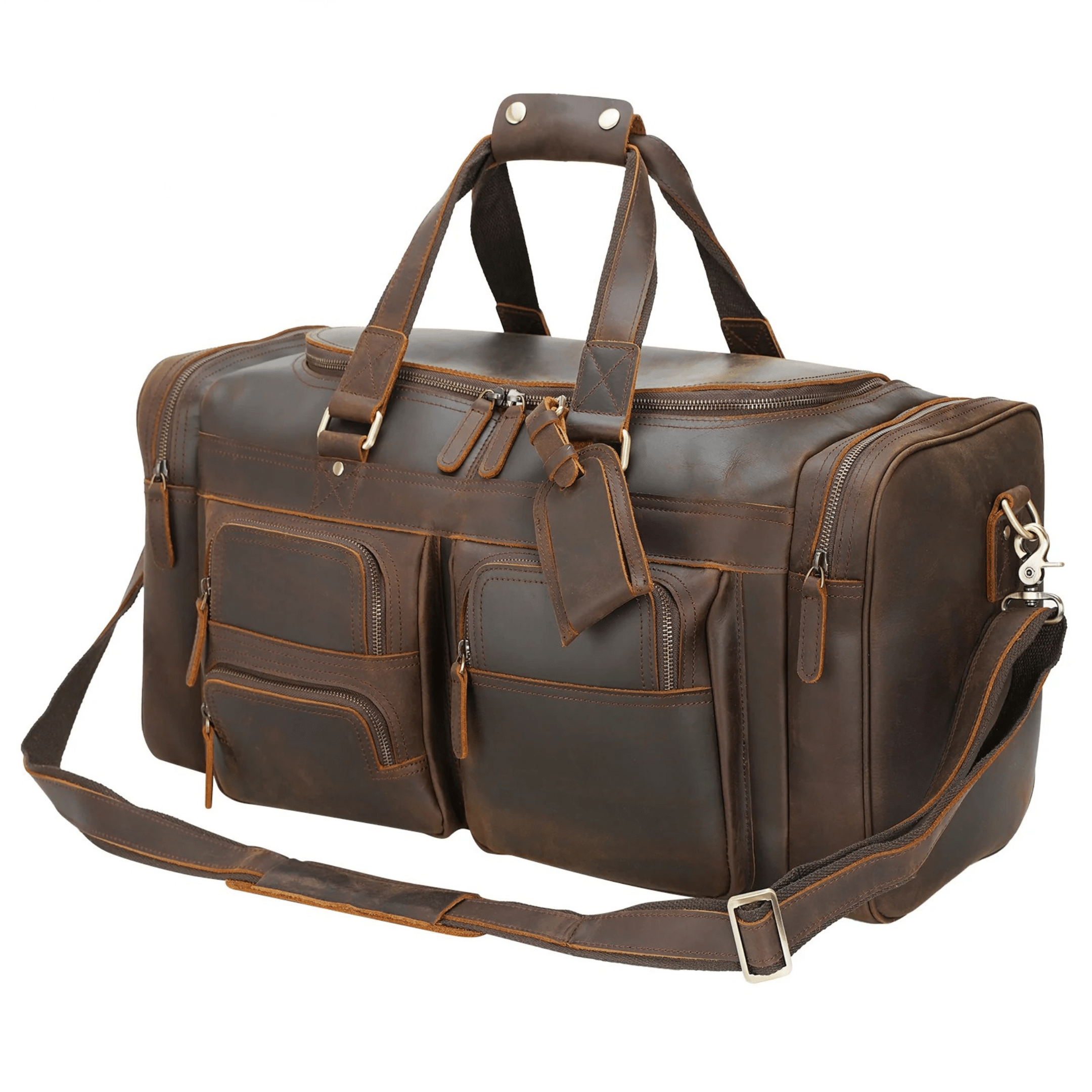 Grainmark 23"/26" Leather Duffel Weekender Travel Bag For Men With Full Grain Cowhide Leather 42L/56L